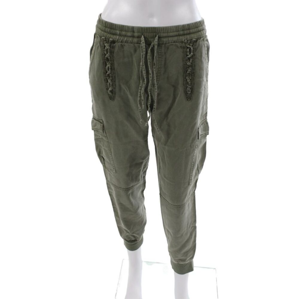 Pam & Gela Women Cargo Pants Green Lyocell Drawstring Size S